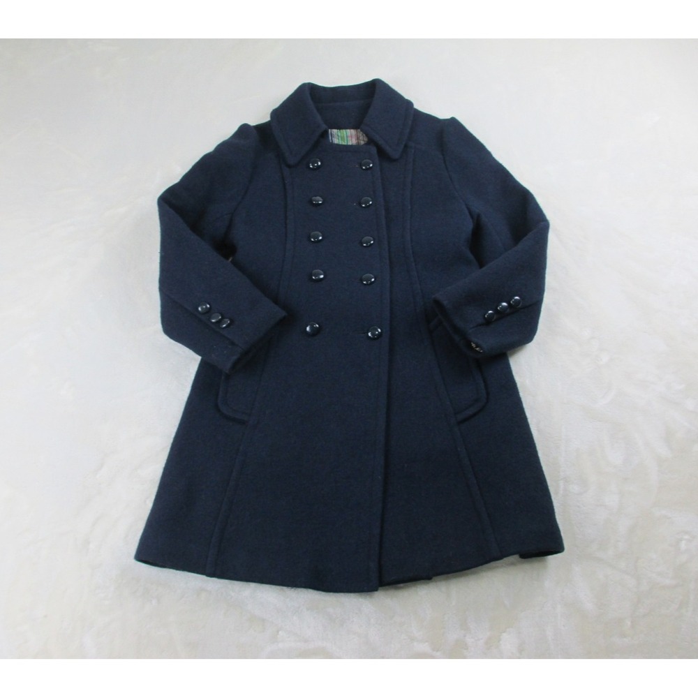 VINTAGE ILGWM Union Made Jacket Womens 8 Blue Buttons Pea Coat Wool Made In USA*
